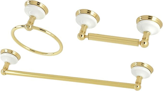 Kingston Brass BAK111248PB Victorian 3-Piece 18-Inch Towel Bar Bathroom Accessory Set in Polished Brass