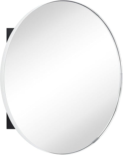 Surface Mount Polished Nickel Round CircleBathroom Medicine Cabinet with Mirror Circlular Shaped Stainless Steel Metal Framed Medicine Cabinets Bathroom Cabinet with Mirror 24'' Diameter