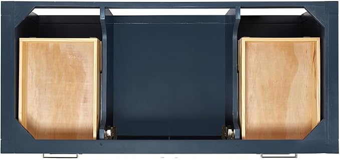 Olivia 48" Midnight Blue Bathroom Vanity with Sink, 1.5" Italian Carrara Marble Countertop, Rectangular Undermount Sink, 2 Soft Closing Doors, 6 Dovetail Drawers, Brushed Nickel