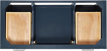 Olivia 48" Midnight Blue Bathroom Vanity with Sink, 1.5" Italian Carrara Marble Countertop, Rectangular Undermount Sink, 2 Soft Closing Doors, 6 Dovetail Drawers, Brushed Nickel