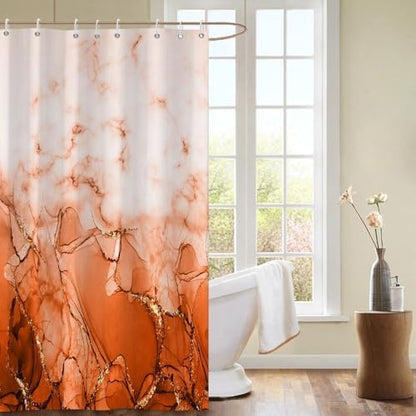 Burnt Orange Marble Stall Waterproof Shower Curtain 48x72 inches