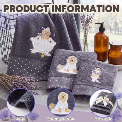 Peryiter 3 Pack Golden Retriever Decorative Bath Towel Set