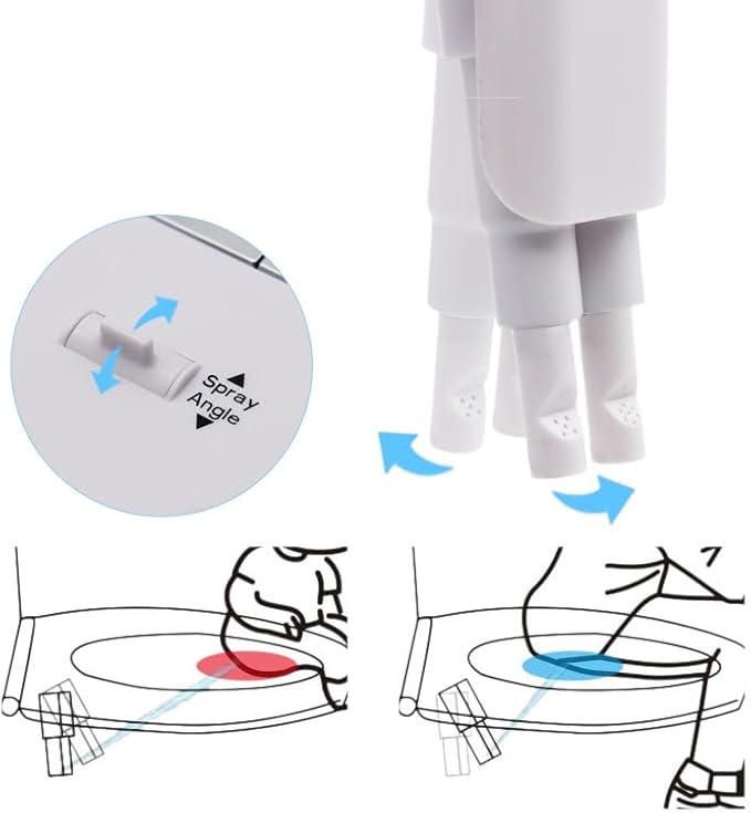 Bidet Attachment for Toilet, Non-Electric Cold Water Bidet with Dual Nozzles (Rear & Feminine Wash), Self-Cleaning Nozzle Rinse, Adjustable Water Pressure Control, Easy Install Kit, Fits Most Toilets