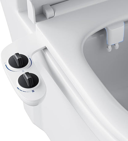 Bidet Attachment for Toilet, Non-Electric Dual Nozzle Bidet Sprayer with Adjustable Water Pressure, Cold Water Toilet Seat Attachment for Feminine and Personal Hygiene
