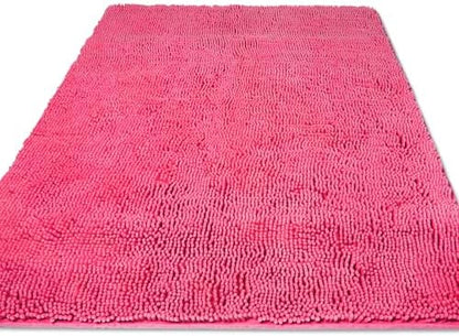Yeaban Chenille Hot Pink Bathroom Rug 36"x60",Non-Slip Rubber Backing