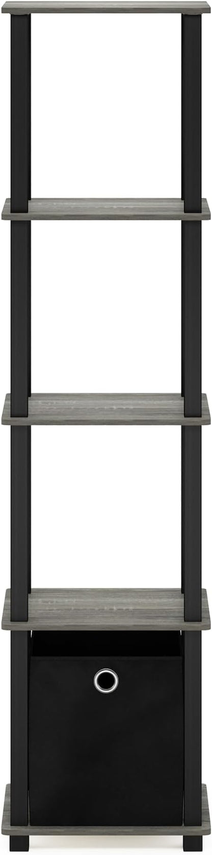 FURINNO TNT No Tools 5-Tier Display Decorative Shelf, French Oak Grey/Black/Black