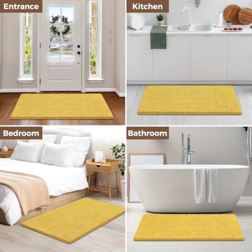 Bcoimo 48x30 Chenille Bath Mat – Non-Slip with Backing Bath Rug Ultra-Absorbent and Machine Washable Bathroom Mat Quick-Dry Design. Ideal for Bathroom Shower and Tub Areas