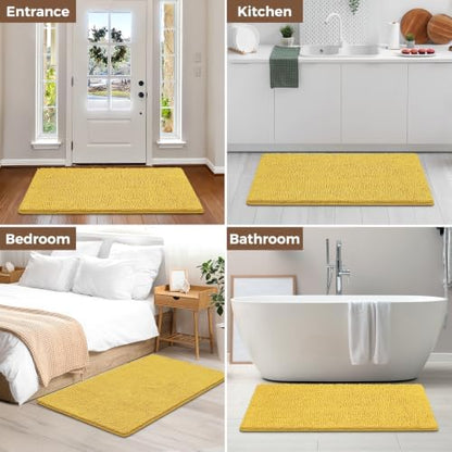 Bcoimo 48x30 Chenille Bath Mat – Non-Slip with Backing Bath Rug Ultra-Absorbent and Machine Washable Bathroom Mat Quick-Dry Design. Ideal for Bathroom Shower and Tub Areas