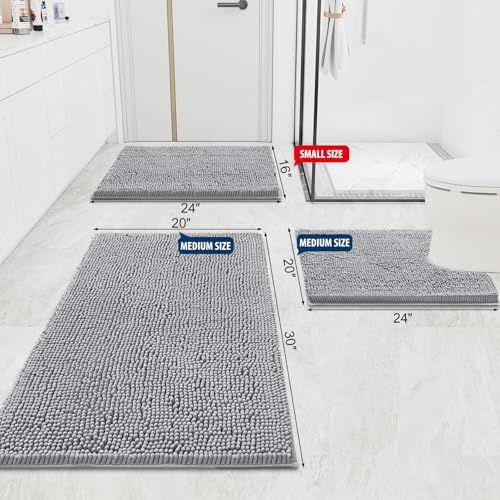 Smiry Bathroom Rugs 47X17, Luxury Chenille Extra Soft Absorbent Bath Mat