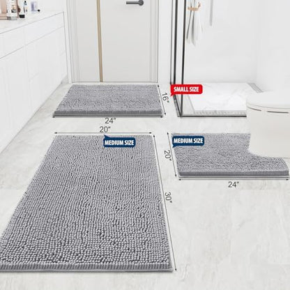 Smiry Bathroom Rugs 47X17, Luxury Chenille Extra Soft Absorbent Bath Mat