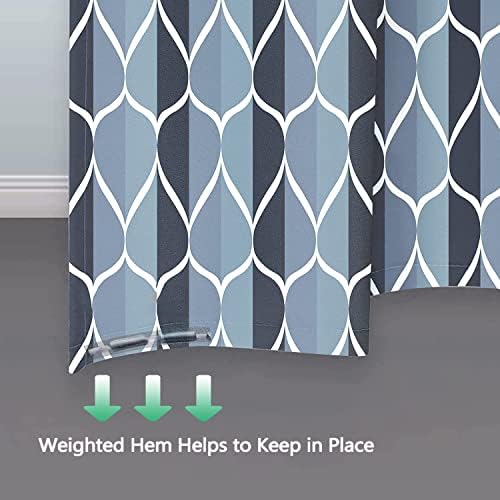 LLSCL Blue Grid Fabric Shower Curtain Liner with Magnets, Waterproof Hotel Quality, 72 x 72 Machine Washable
