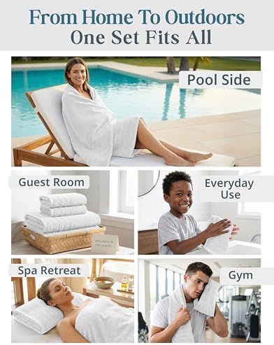 Casa Platino Bath Towel Set 100% Cotton 24 Piece Soft Absorbent - White
