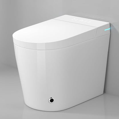 WinZo 23" Compact Smart Toilet with Bidet Seat Built-in For Small Bathroom, Auto Flush, LED Night Light,Heated Bidet with Warm Air Drying (White with Black Panel) (12'' Rough-in White)