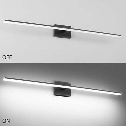 48in Black Bathroom Vanity Light Over Mirror Modern Bath Lighting Fixtures Over Mirror 32W LED Bathroom Lights Bar 5CCT Dimmable