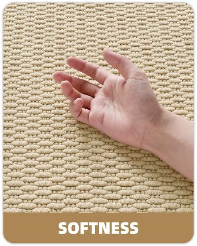 Color&Geometry 24"x59" Chenille Pile Bathroom Rugs Upgraded Denser,Khaki