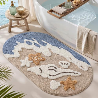 LUMI Beach Bathroom Rug Soft Microfiber Absorbent Bath Mat 24x44
