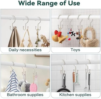 Goowin Shower Curtain Hooks, Shower Curtain Rings, Metal Shower Curtain Hangers Rust Proof, Double Glide Shower Rings for Curtain, Simple Shower Hooks for Shower Curtain, Nickel, 12 Pack-Cylinders