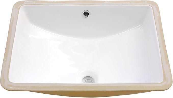 Mocoloo Undermount Bathroom Sink 21x14 Inch White Bathroom Ceramic Sink Undermount Rectangular Vanity Sinks White Porcelain Lavatory Hand Basin Under Counter with Overflow Drain