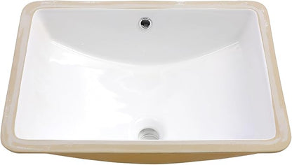Mocoloo Undermount Bathroom Sink 21x14 Inch White Bathroom Ceramic Sink Undermount Rectangular Vanity Sinks White Porcelain Lavatory Hand Basin Under Counter with Overflow Drain