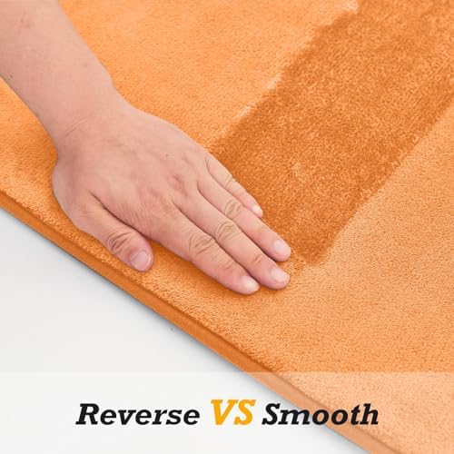 HUXMEYSON Bathroom Rugs Sets 3 Piece, Non-Slip & Quick Dry Bath Mat Set, Ultra Soft Velvet Bath Rugs for Bathroom, Toilet and Shower Floor, Orange