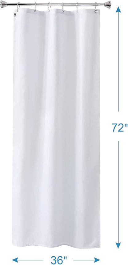 Amazer Small Stall Shower Curtain Liner Washable, 36 x 72 Inches, Fabric Shower Liner with 2 Bottom Stones, Narrow Waterproof RV Shower Curtain Liner, 6 Grommet Holes, Hotel Quality, White