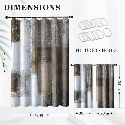 Shower Curtain Set, for Bathroom Decor 72" x 72", Abstract Brown