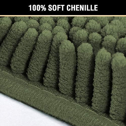 H.VERSAILTEX Non Slip Thick Shaggy Chenille Bathroom Rugs, Bath Mats for Bathroom Extra Soft and Absorbent - Bath Rugs Set for Indoor/Kitchen (Set of 2-20" x 32"/17" x 24") Loden