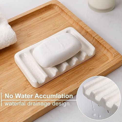 BosilunLife Striped Beige Ceramic Bathroom Accessories Set of 4