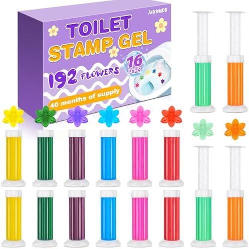 16 Pack Toilet Gel Stamp, 192 Stamps, Flowers Shaped,Toilet Bowl Cleaners