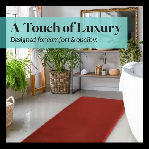 Memory Foam Bath Mat Non Slip Absorbent Super Cozy Velvet Bathroom Rug Carpet (17 inches X 24 inches, Autumn Glaze)