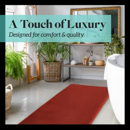 Memory Foam Bath Mat Non Slip Absorbent Super Cozy Velvet Bathroom Rug Carpet (60 inches X 17 inches, Autumn Glaze)
