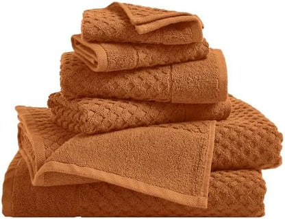 Great Bay Home Bath Towels - 100% Cotton 6 Piece Towel Set - Diamond Waffle Weave - Absorbent, Durable, Quick-Dry Towels for Bathroom (Copper)