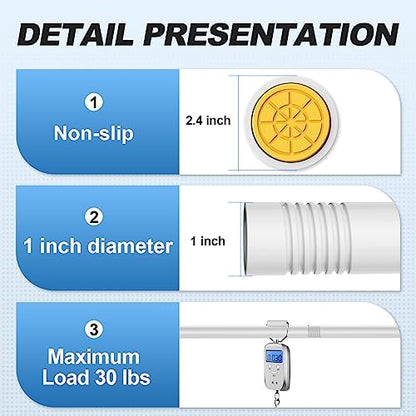 CorkLatta White Shower Curtain Rod 31 to 104 Inch,1 Inch Diameter Adjustable Spring Tension Curtain Rod No Drilling Stainless Steel Telescoping Rod,No Rust