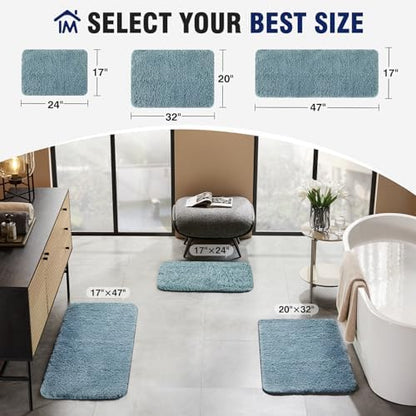 TECHMILLY Super Soft Shaggy Bathroom Rugs, Absorbent Thick Non Slip Microfiber Bath Rugs, Quick Dry Machine Washable Bath Mat for Bathroom Floor, Bathtub and Shower 17"x24"