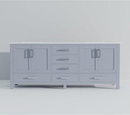 Jacques 84 in. W x 22 in. D Dark Grey Double Bath Vanity and White Quartz Top