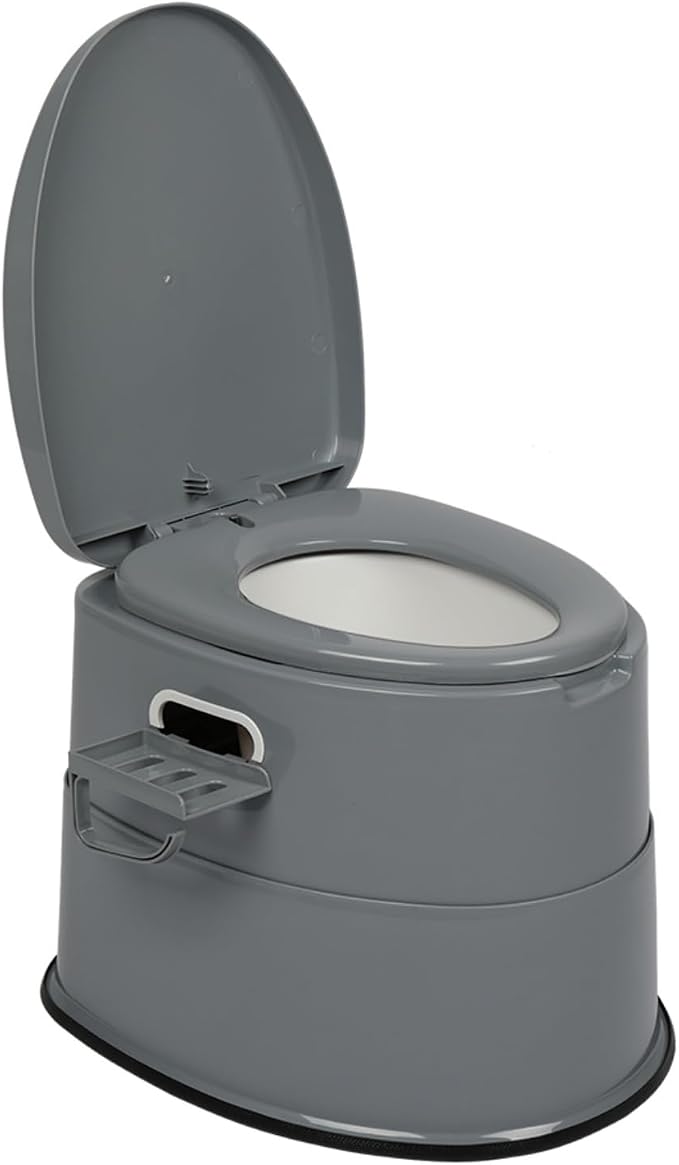 Portable Toilet with Non-Slip Mat, Leak-Proof & Odorless Travel Toilet, Grey