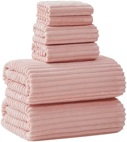 6 Piece Bath Towel Set, 40"x80" Oversized Bath Sheets, Pink