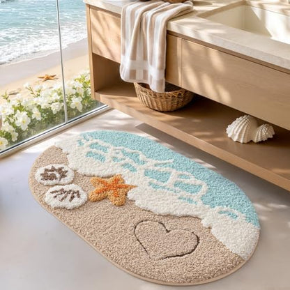 LUMI Beach Bathroom Rug Soft Microfiber Absorbent Bath Mat 22x34