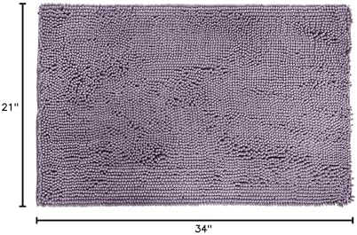 Amazon Basics Non-Slip Microfiber Absorbent Plush Shag Bathroom Rug Mat, Machine Washable, 21" x 34", Lavender (Pack of 12)