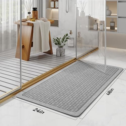 YDKGL Bathroom Runner Rug, Long Thin Bath Mat Fit Under Door, Grey 24x48