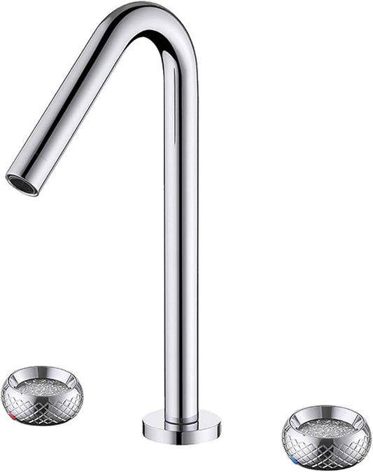 3 Hole Basin Mixer Faucet Brass 3 Hole Bathroom Faucets Double Handle-Chrome Plated