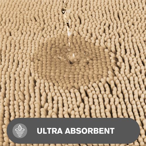 Ivory Cream Bathroom Rugs – Absorbent and Washable Bath Mat, Non-Slip, Thick Soft Chenille Bath Rugs for Bathroom Floor, Shower, Sink - 20" x 32"