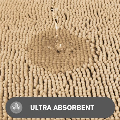 Ivory Cream Bathroom Rugs – Absorbent and Washable Bath Mat, Non-Slip, Thick Soft Chenille Bath Rugs for Bathroom Floor, Shower, Sink - 20" x 32"