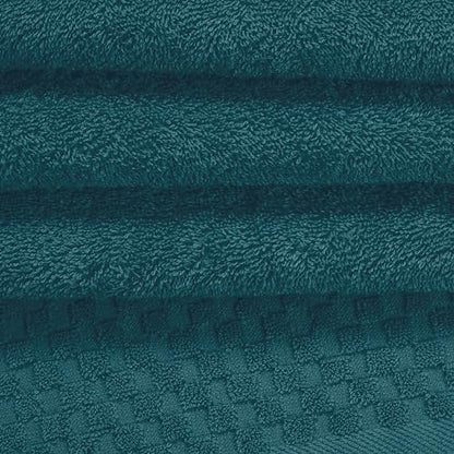 MyOwn Premium Cotton 6 Pack Towel Set for Bathroom, Contains 2 Bath Towels 28x55 inch, 2 Hand Towels 16x24 inch & 2 Wash Coths 12x12 inch, Ideal Everyday use, Compact & Lightweight - Teal