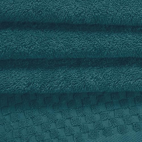 MyOwn Ultra Soft 3 Pack Cotton Towel Set, Contains a Bath Towels 28x55 inch, a Hand Towels 16x24 inch & a Wash Coths 12x12 inch, Ideal Everyday use, Compact & Lightweight - Teal