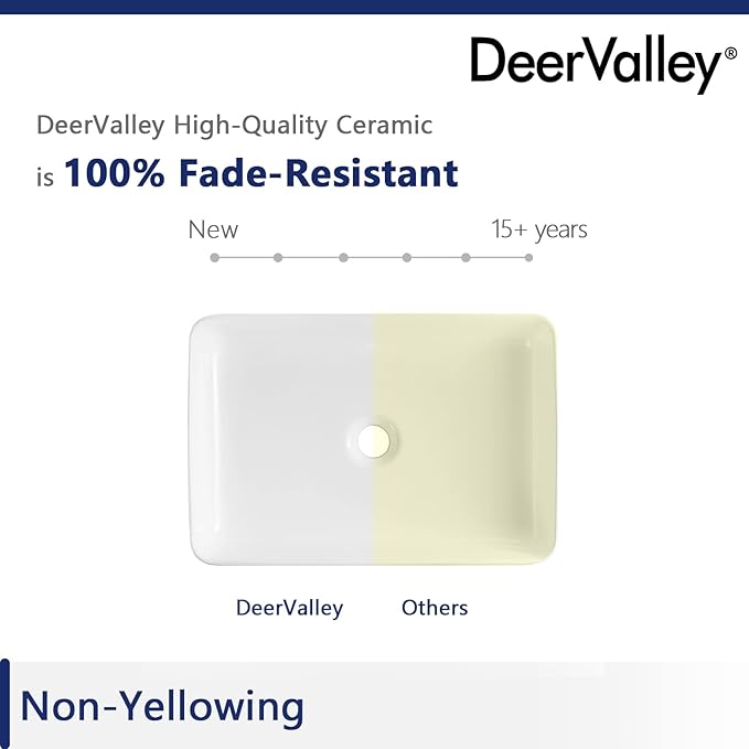 DeerValley DV-1V032 Ally White Ceramic Rectangular Vessel Bathroom Sink