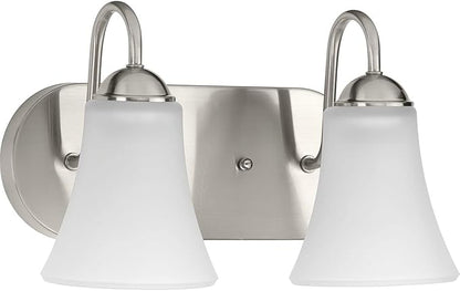 Progress Lighting Classic Collection 2-Light Etched Glass Traditional Bath Vanity Light Brushed Nickel, 7-7/8" x 13"