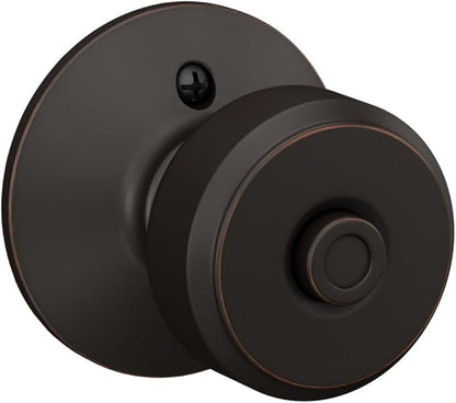 Schlage F40 BWE 716 Bowery Door Knob, Bed & Bath Privacy Lock, Aged Bronze