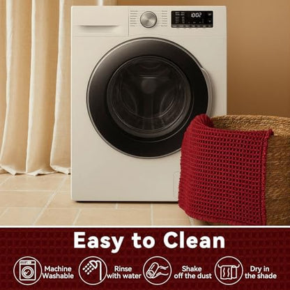 Triohero Waffle Bath Mat, Small Boho Bathroom Rugs Non Slip 16x24 Burgundy