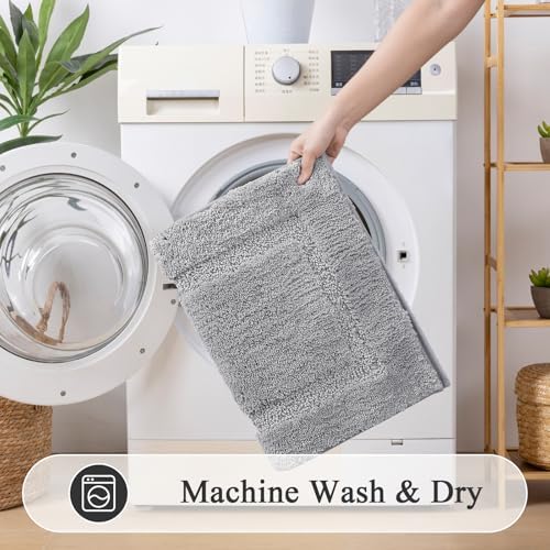 SHACOS Soft Microfiber Bathroom Rugs Set of 2 Pieces, Light Grey